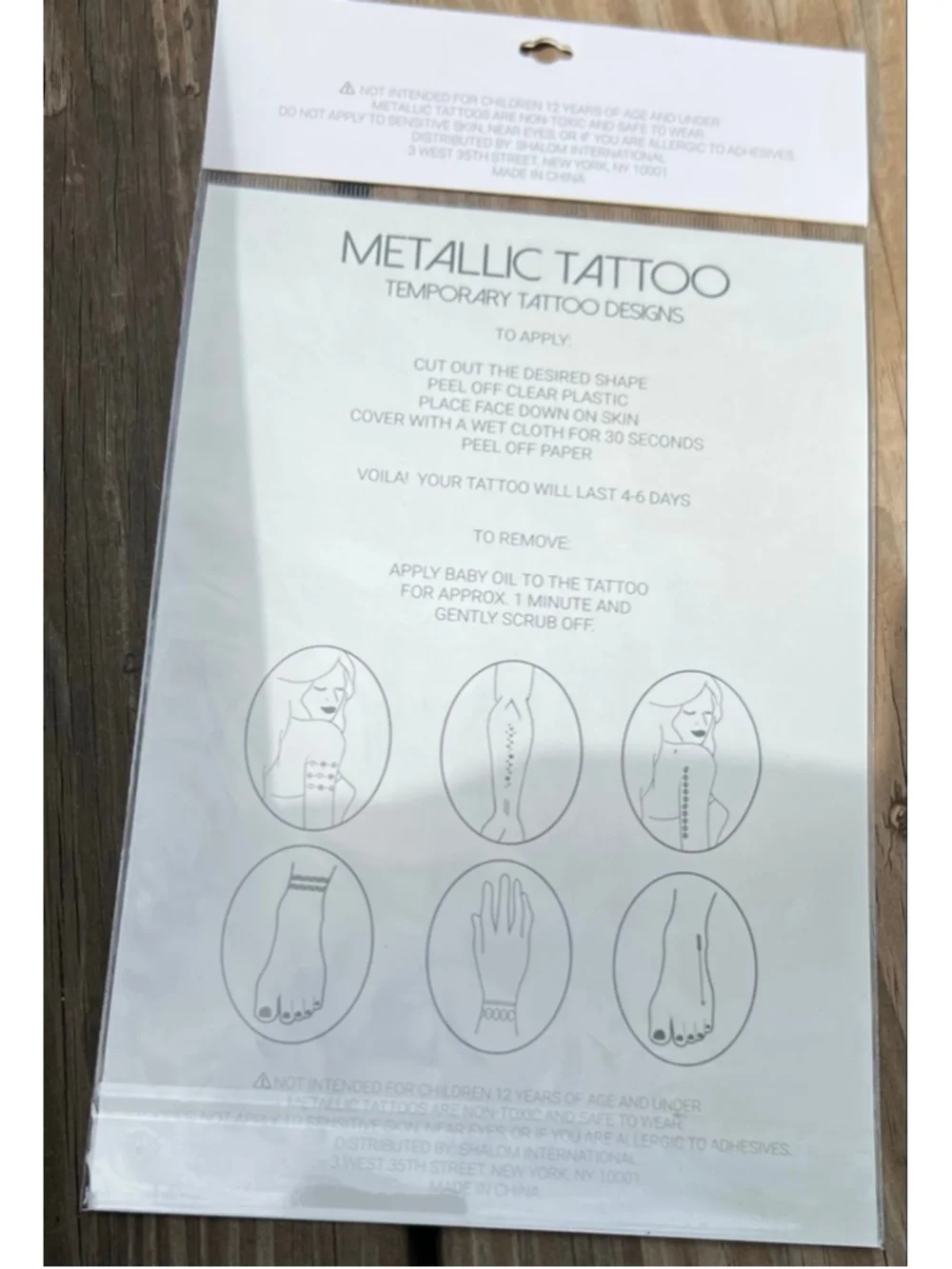 Temporary Metallic Tattoo Designs Gold Silver lot of 8 sheets